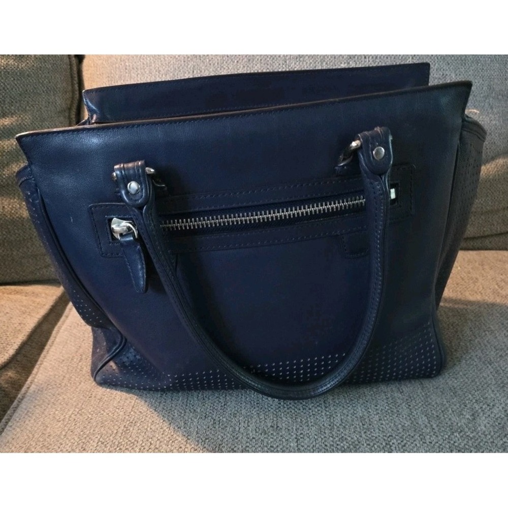 Coach Navy Leather Shoulder Bag with Yellow Tassel - Picture 8 of 14